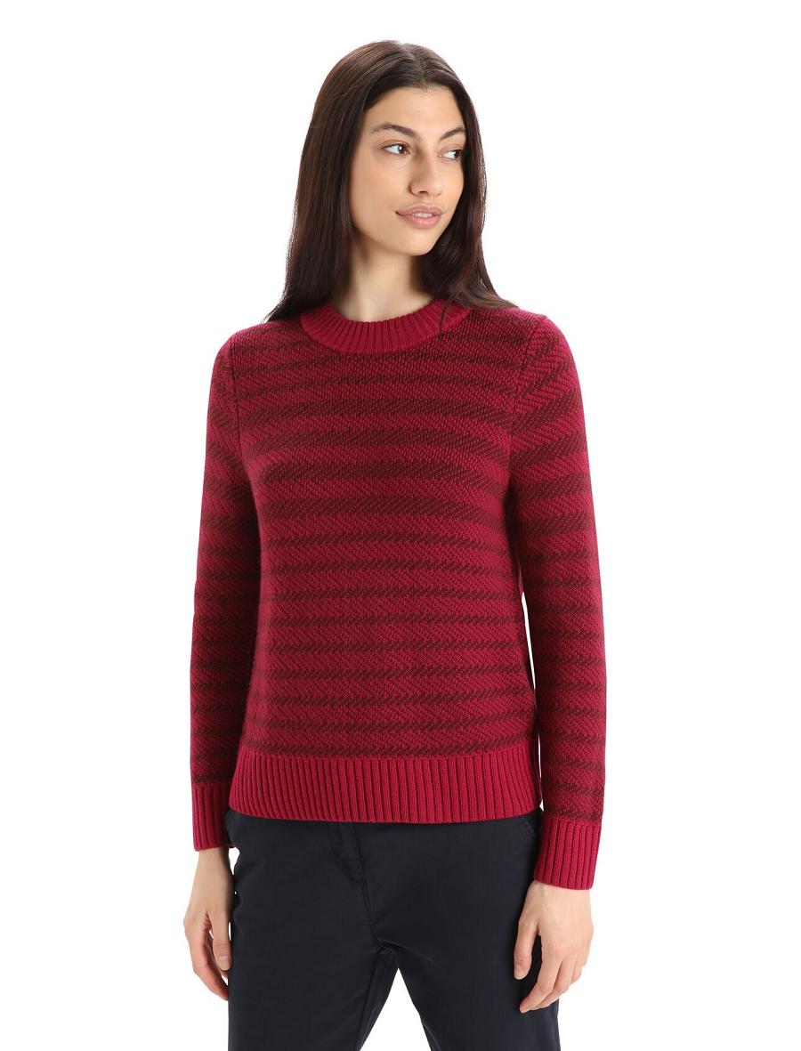 Chandails Icebreaker Merino Waypoint Crewe Femme Rose | FR 1625EBCX